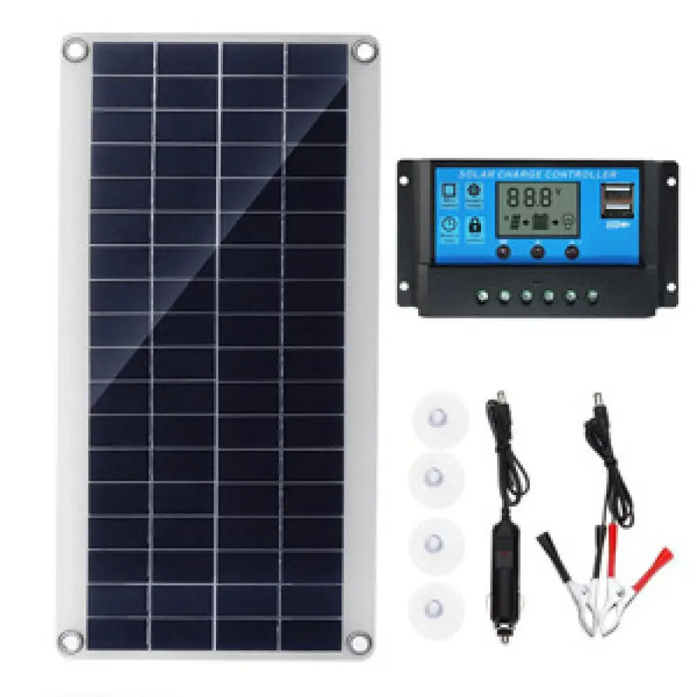 10W Portable Solar Panel Kit RV Boat Marine Off Grid Power Solution Efficient Battery Charger With USB DC Output Controller