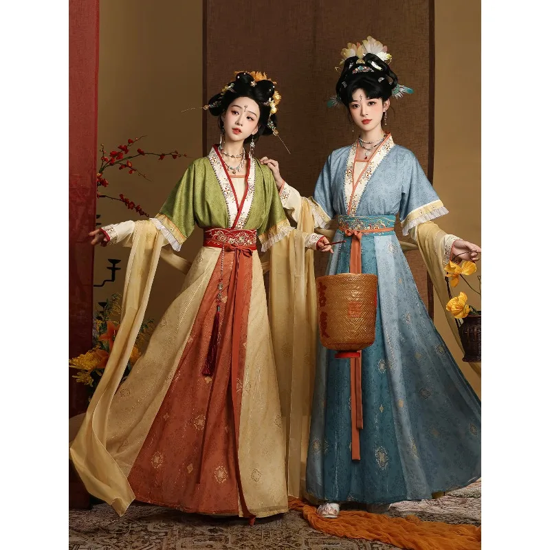 tang-hanfu-women's-daily-spring-and-summer-one-piece-waist-eight-broken-skirt-set