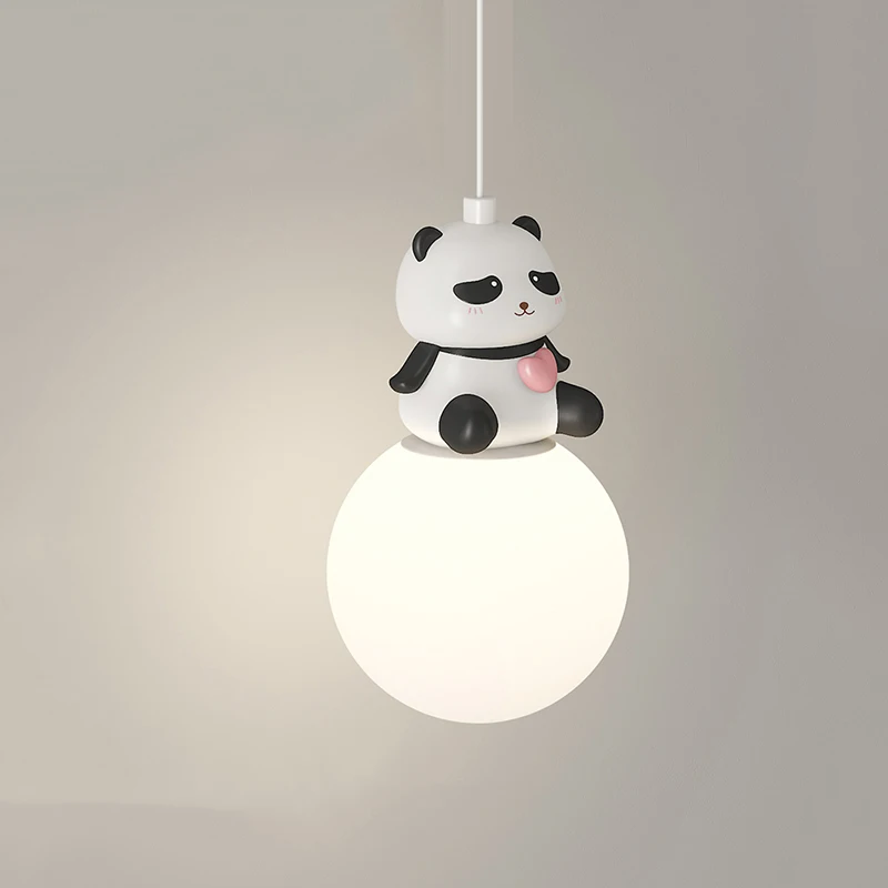 Cartoon Animal Panda Pendant Lamps Kids Bedroom Bedside Hanging Lamp Sconce Rabbit Cat Bear Children's Room Pendant Light