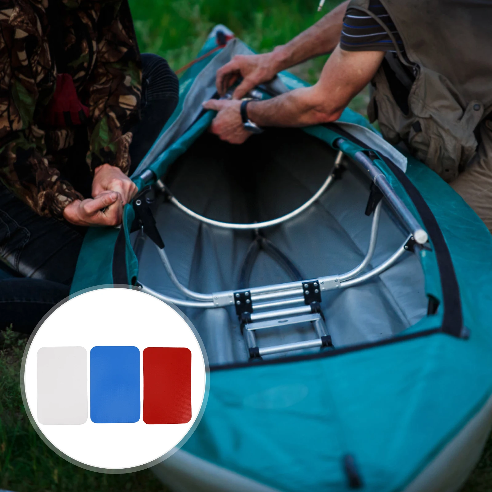 6 Pcs Repair Subsidy Inflatable Canoe Patches Boat Cover Bed Kit Tape Suite Kayak Accessories