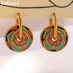 Trendy Jewelry Vintage Luxury Temperament Multiple Colors Enamle Earrings For Women Party Gifts Delicate Design Ear Accessories