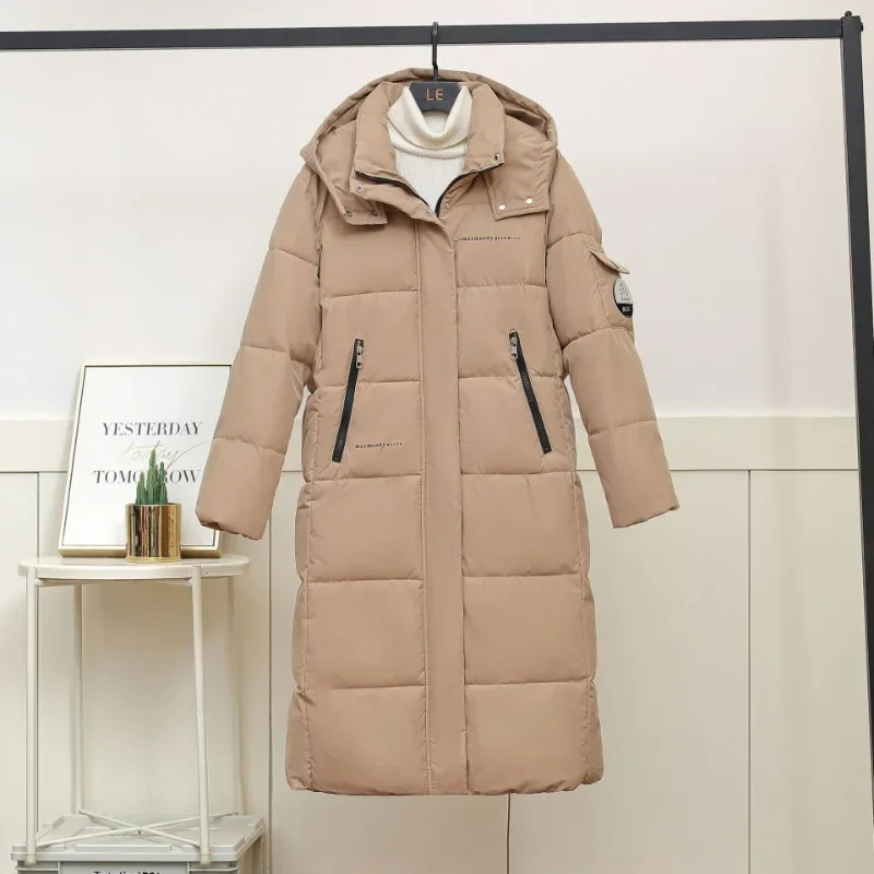 

Fashionable Women's Casual Cotton Jacket 2024 Winter New Korean Version Knee Length Extended Loose and Thick Cotton Jacket