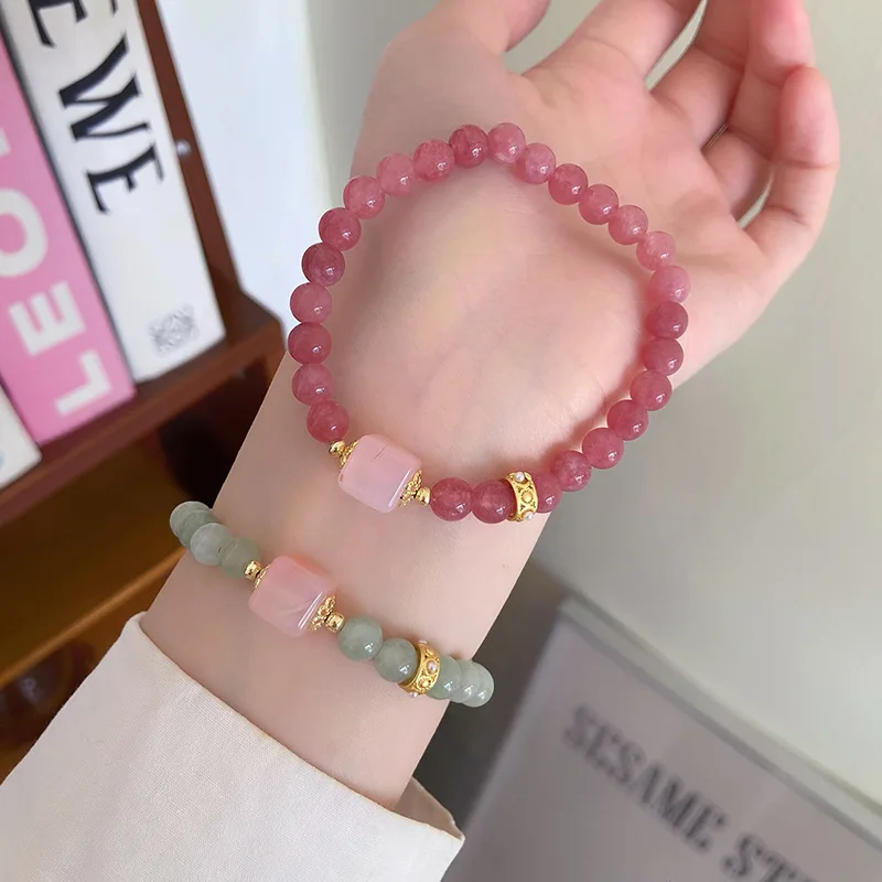 

Super Fairy Sweet Fresh Mori Cute Yanyuan Agate Cube Candy Princess Style Student Girl Heart Bracelet