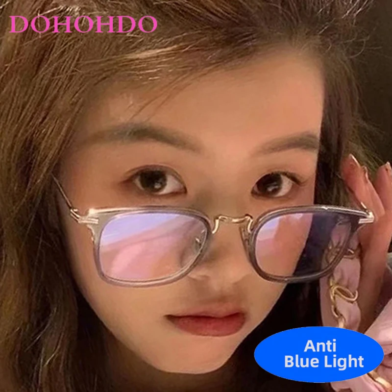 

TR90 Square Metal Trendy Brand Design Blue Light Blocking Glasses Men Women Computer Optical Glasses For Office Work Unisex Очки