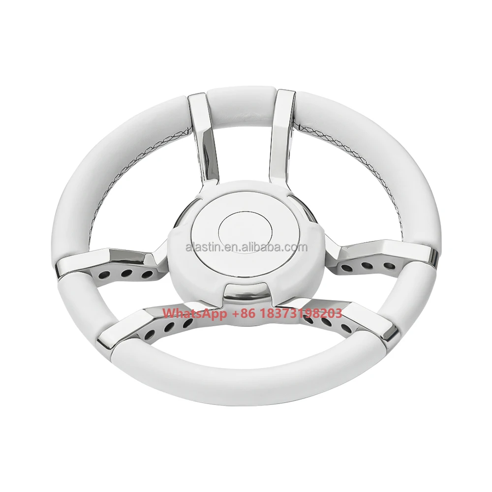 

Marine Grade Stainless Steel Boat Steering Wheel White Black 6 Spokes Heavy Duty Marine Steering Wheel