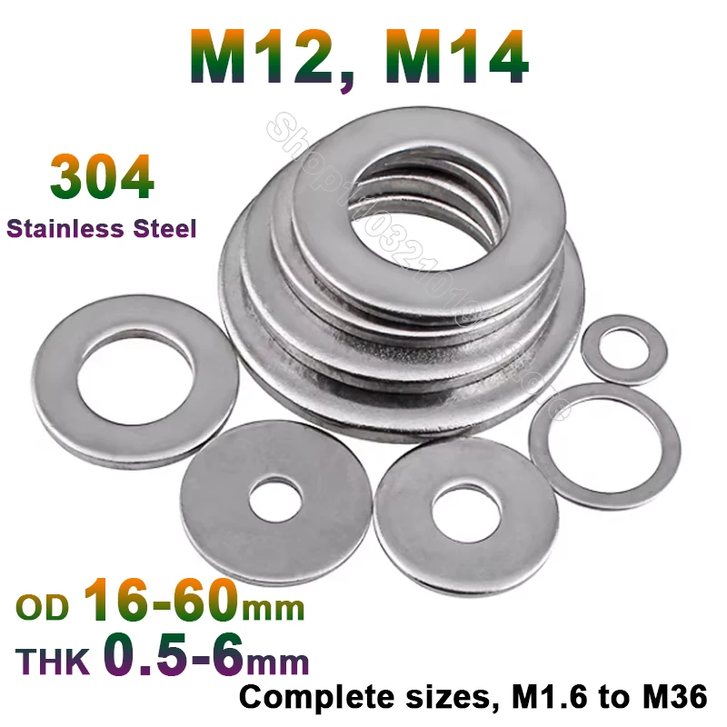 

1-50pcs DIN9021 304 A2-70 Stainless Steel Large Flat Washer M12 M14 Big Shim Metal Plain Gasket Rings Spacers Thickness 0.5-6mm