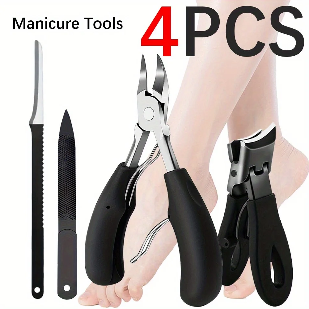 

4pcs heavy-duty nail clipper set,suitable for thick toenails,wide claw toenail trimmers,growing toenail removers,corner clippers