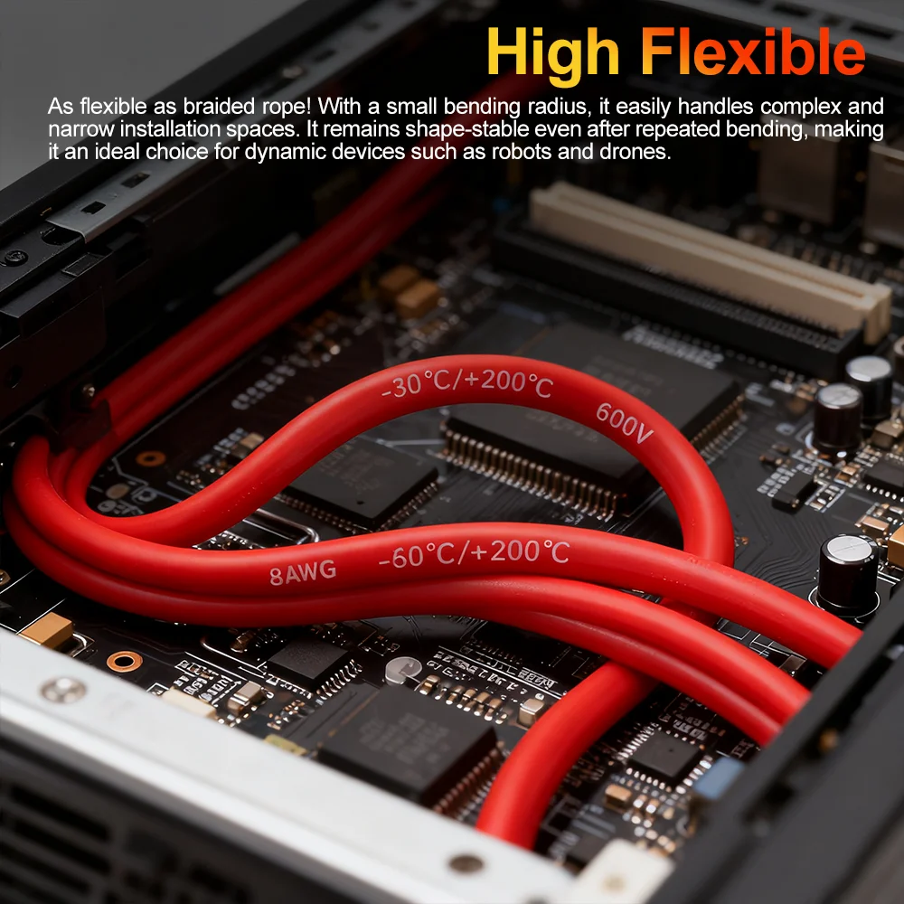 Silicone Rubber Wire High Flexible 6/8/10/11/12/13/14/16/18/20/22AWG 0.3 to16mm2  Extreme High Temperature Single Conductor Wire