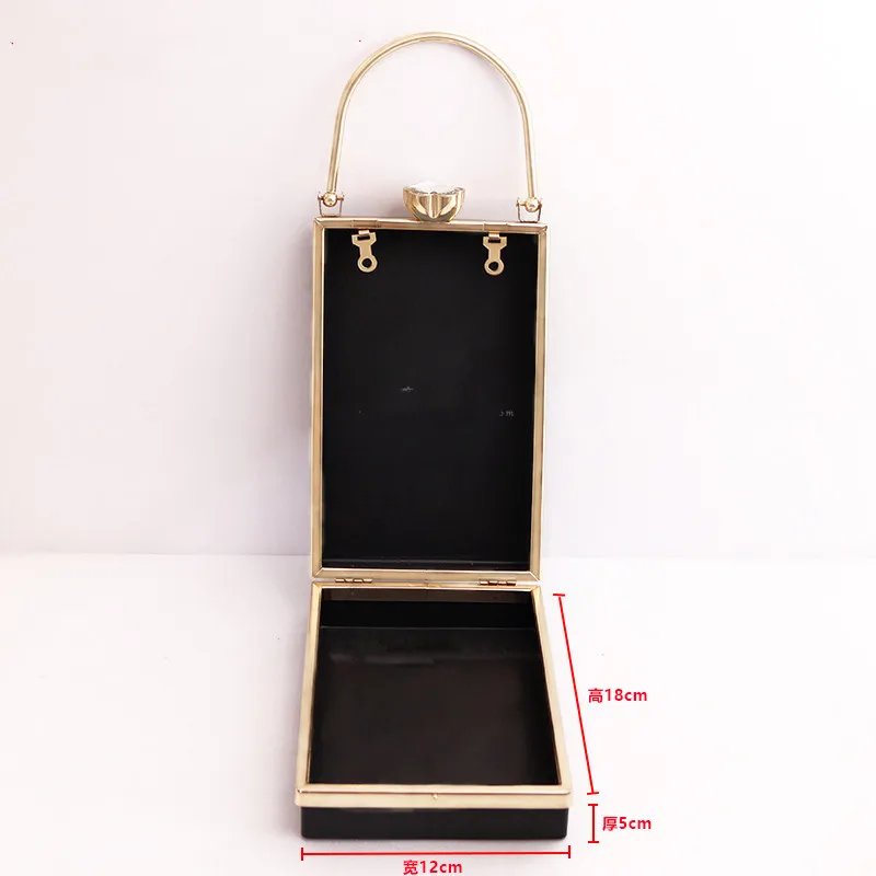 New Fashion 1 Set 18X12X5 Cm Metal Box Clutch Women Wallet Bag Frame Diy Making Glue Handles Drop Ship Purse Frame Handles