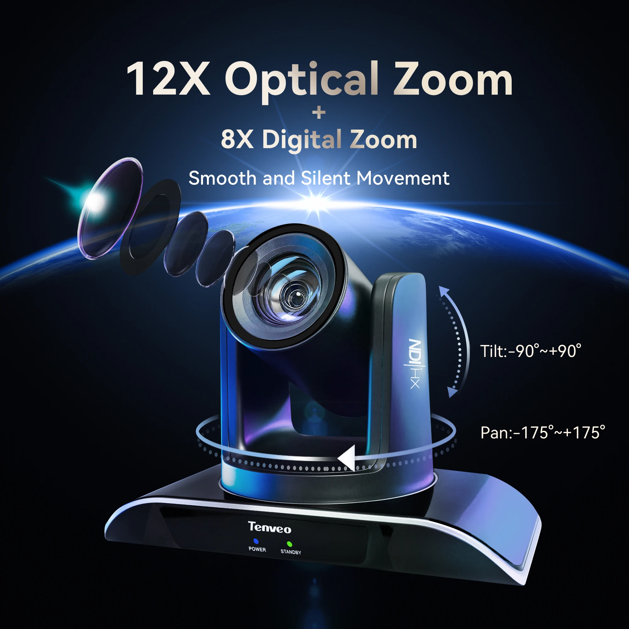 

NDI Live Streaming System AI Auto Tracking 12X Zoom NDI PTZ Camera with Joystick Controller BT Speaker for Events Live Broadcast