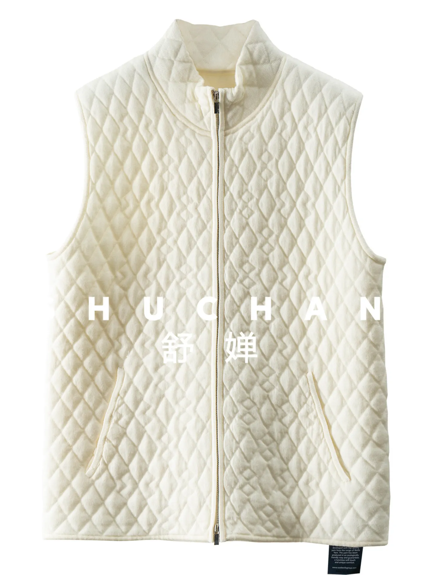 

Argyle Tank Top Simple Diamond Yangtze Yarn 100 Wool Stand-up Collar Clothes, Vest Women 58I2