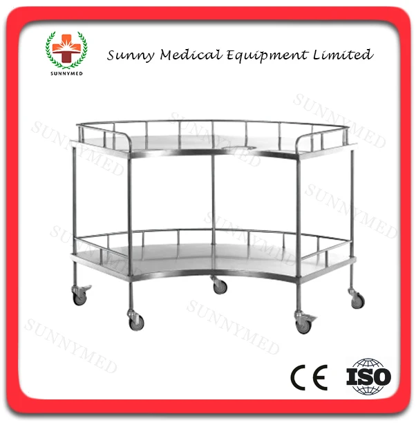 Durable Hospital Furniture Delivery Cart stainless steel Fan Shaped trolley With wheels