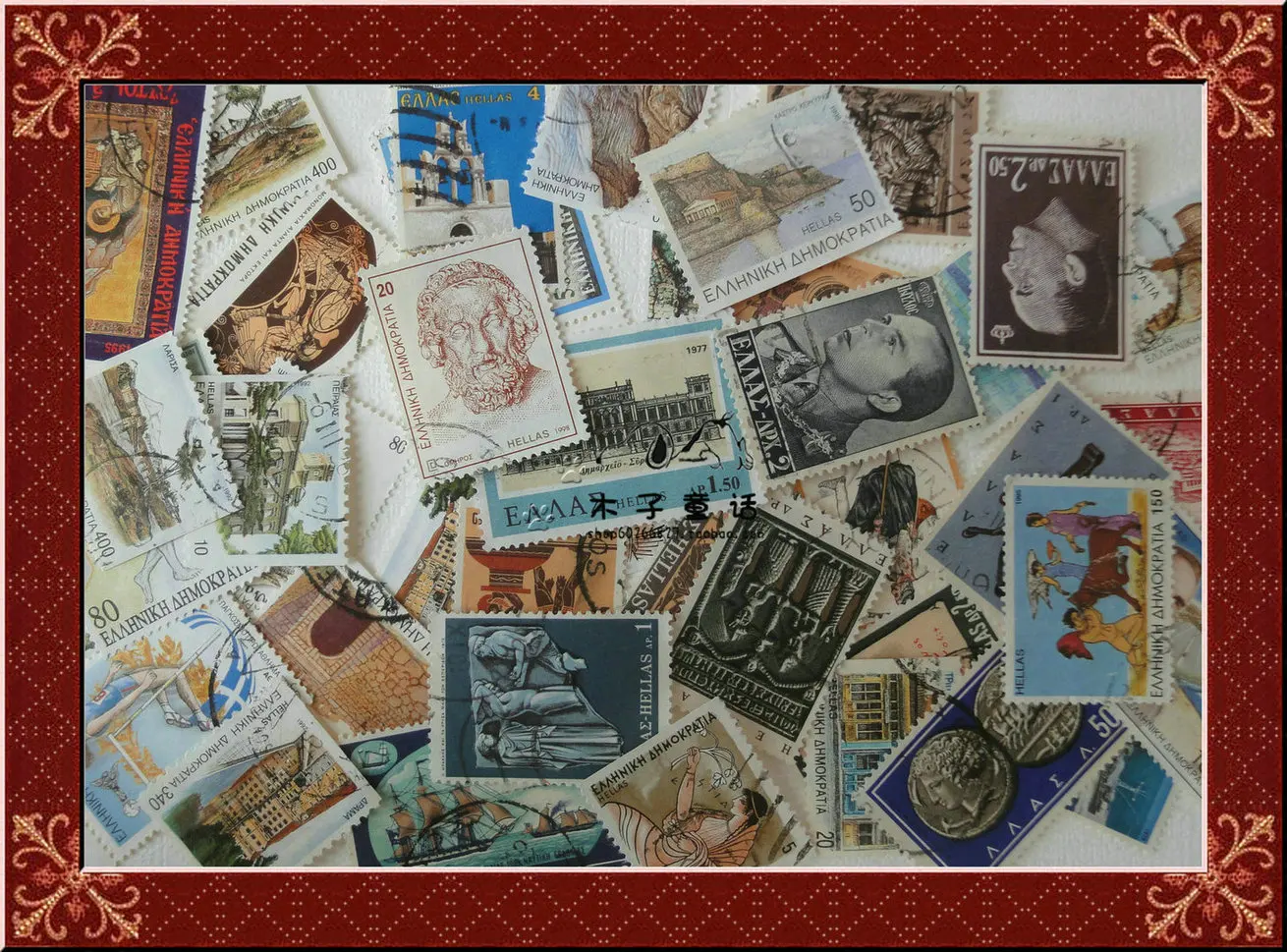 Echte gestempelte 100 verschiedene griechische Poststempel, Sammelbriefmarken, Briefmarken zum Sammeln für Scrapbook-Kartenherstellungszubehör – Detail 2