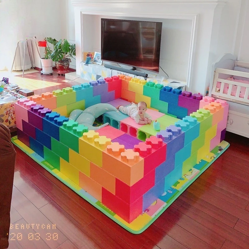 Children's building block park, shopping mall, foam building blocks, castle walls, fences, large foam indoor toys, playgrounds