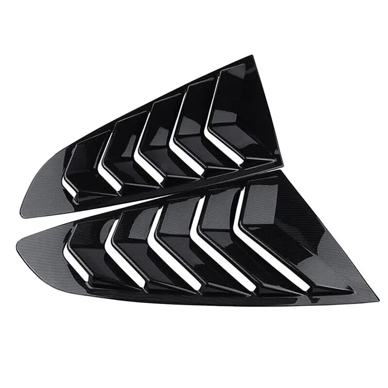 

Carbon Fiber Color 1/4 Rear Side Vent Quarter Window Louver Shutter Cover Trim Parts For 2015-2022 Ford Mustang