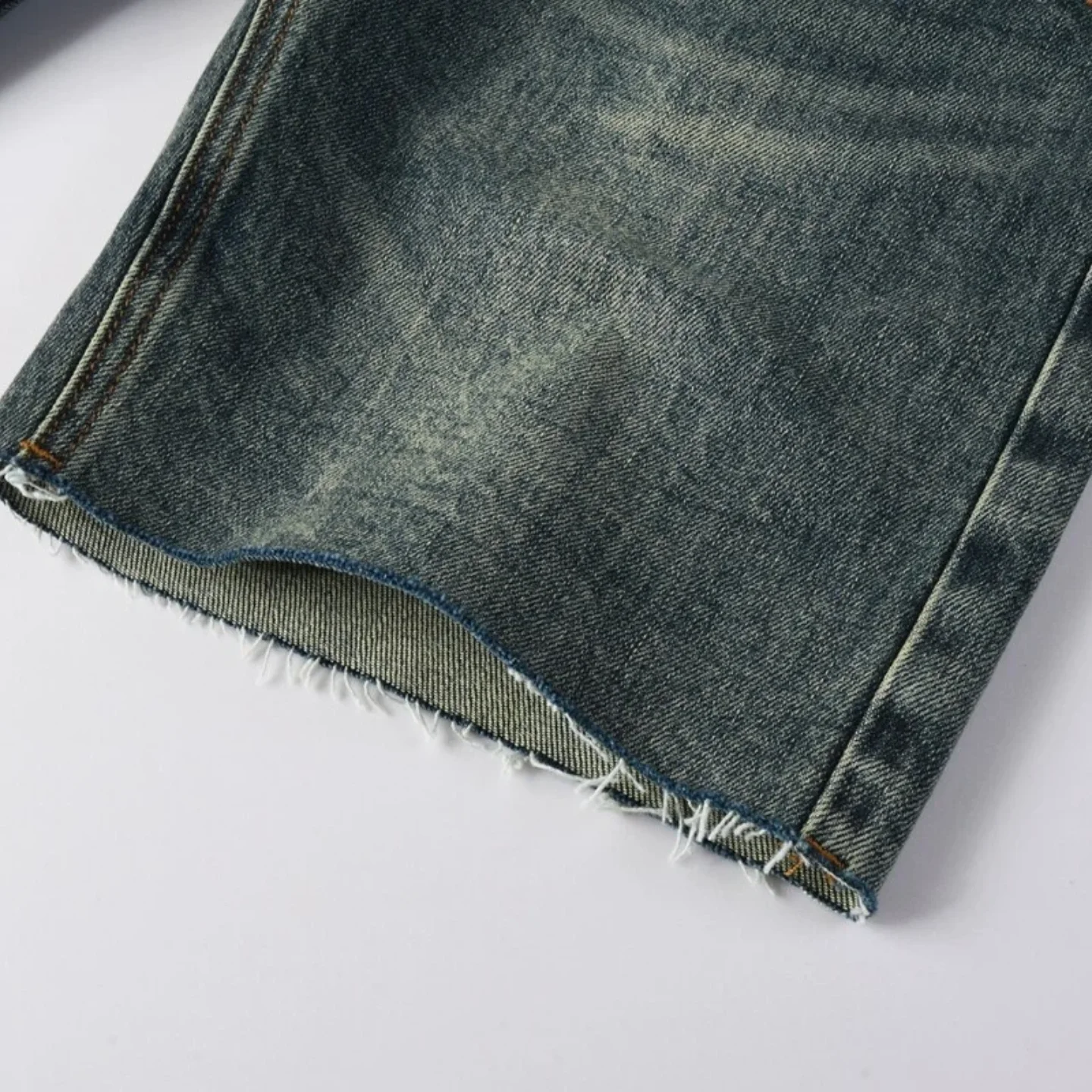 شورت دينم صيفي راقي مع زر بلاكيت سروال مستقيم مطرز بنمط مقاوم للبهتان وقابل للغسل كاجوال مناسب تمامًا #6