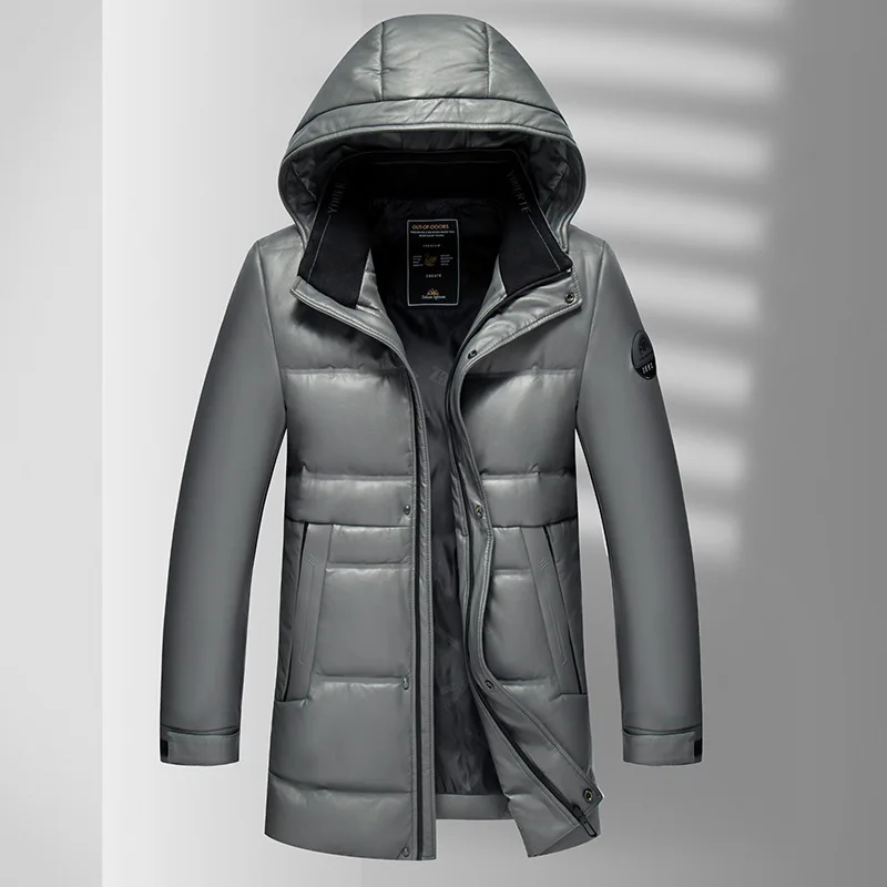 Winter Middle-aged and Young Men's Medium Length Hooded Thickened Down Jacket