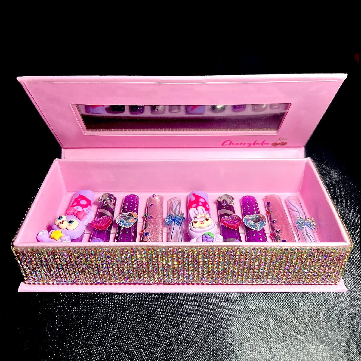 【HAND MADE】Eternal Stunning Luxury Press On Nails With Rhinestone And Crystal 10pcs