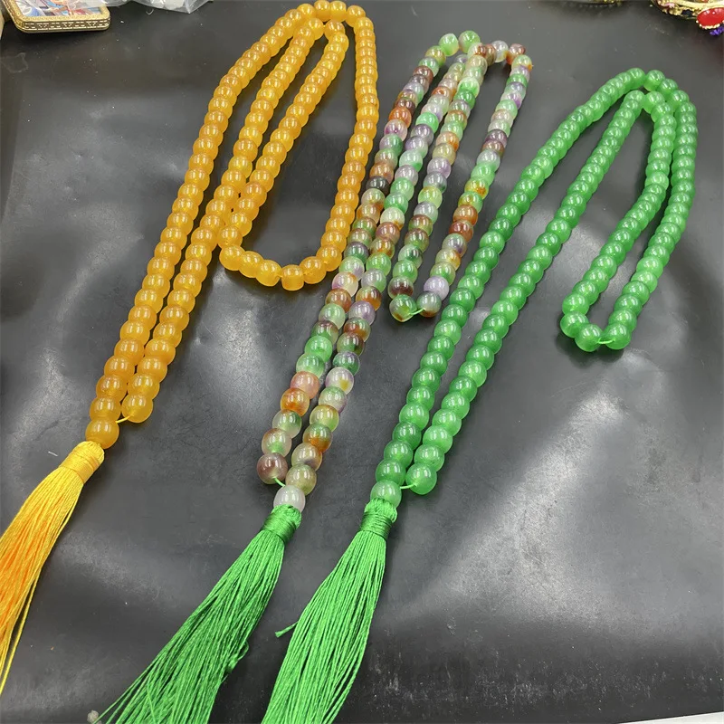 

Huanglong Abacus Bead Sweater Chain Buddhist Prayer Beads Colorful Necklace Green Jade