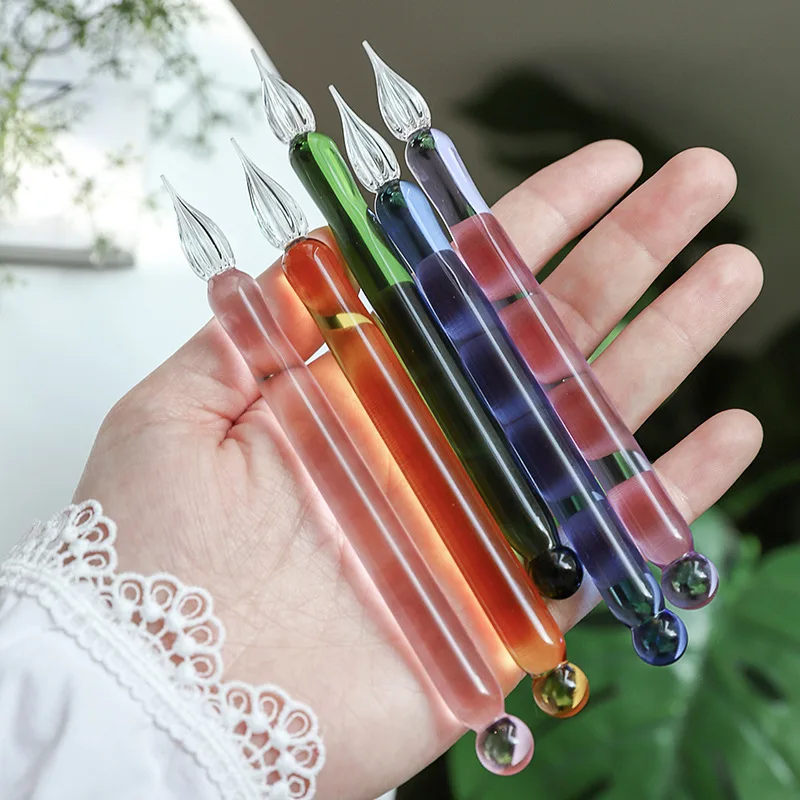

Mini Transparent Glass Dip Pen Easy To Clean Gift Pen Student Calligraphy Pen Stationery Creative Writing and Drawing Tool