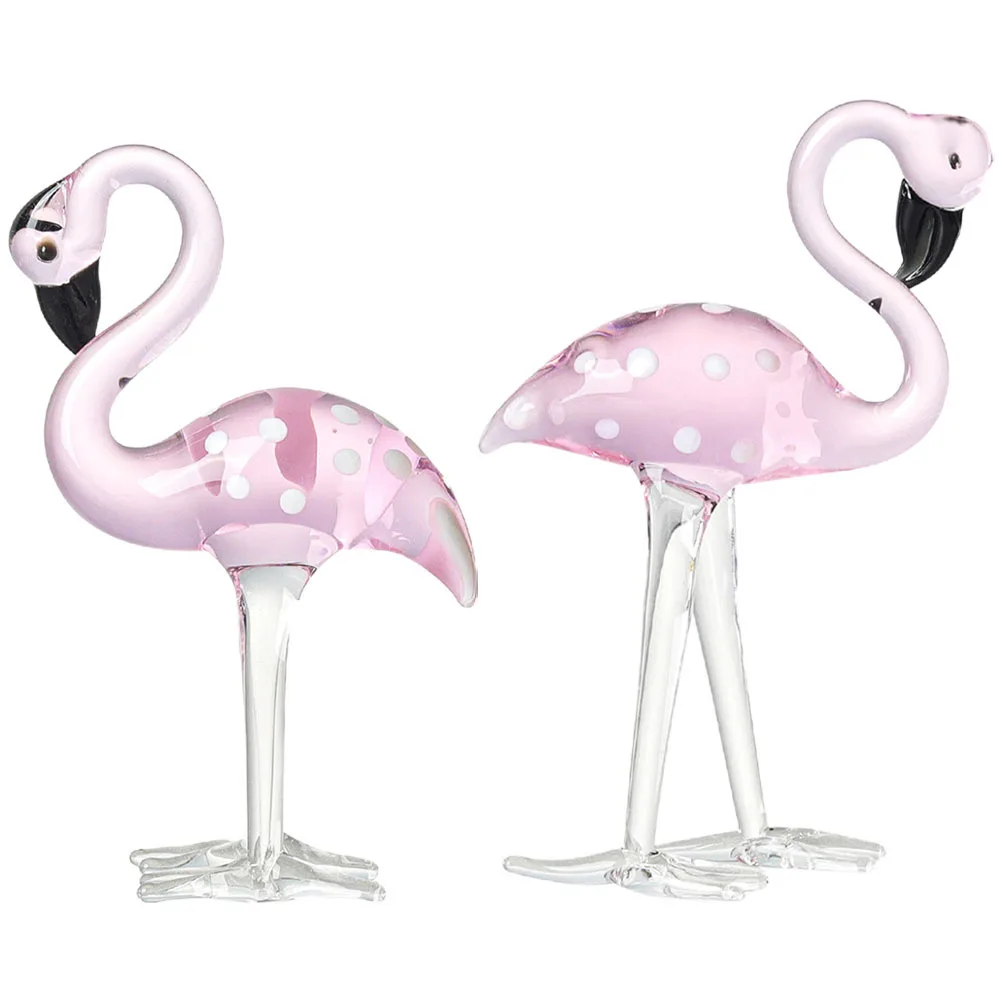 2Pcs Pink Crystal Flamingo Decoration Resin Desktop Ornament for Home Gift Flamingo Decor Desktop Crystal Ornament