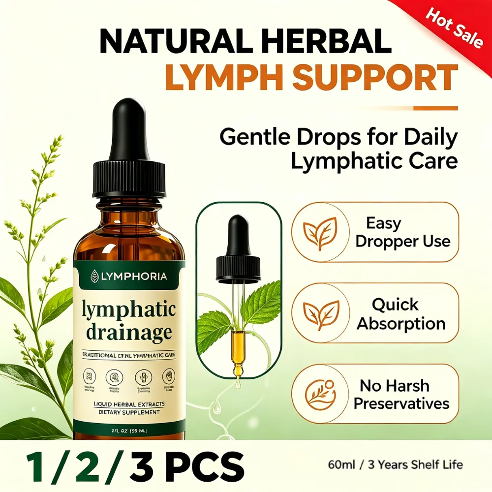 Organic Lymph Drainage Drops Herbal Liquid Support Vitality Energy Mental Clarity Reduce Swelling Stronger Human Immune System