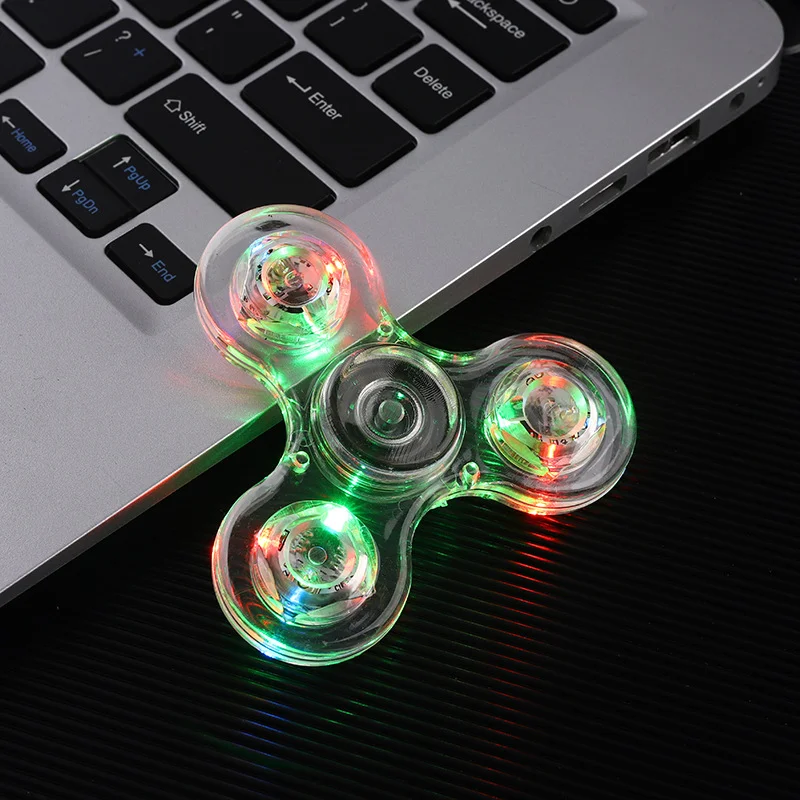 7 Style Illuminated Fingertip Gyro Toys Luminous LED Light Colorful Spinner Hand Top Spinners Finger Stress Relief Toys