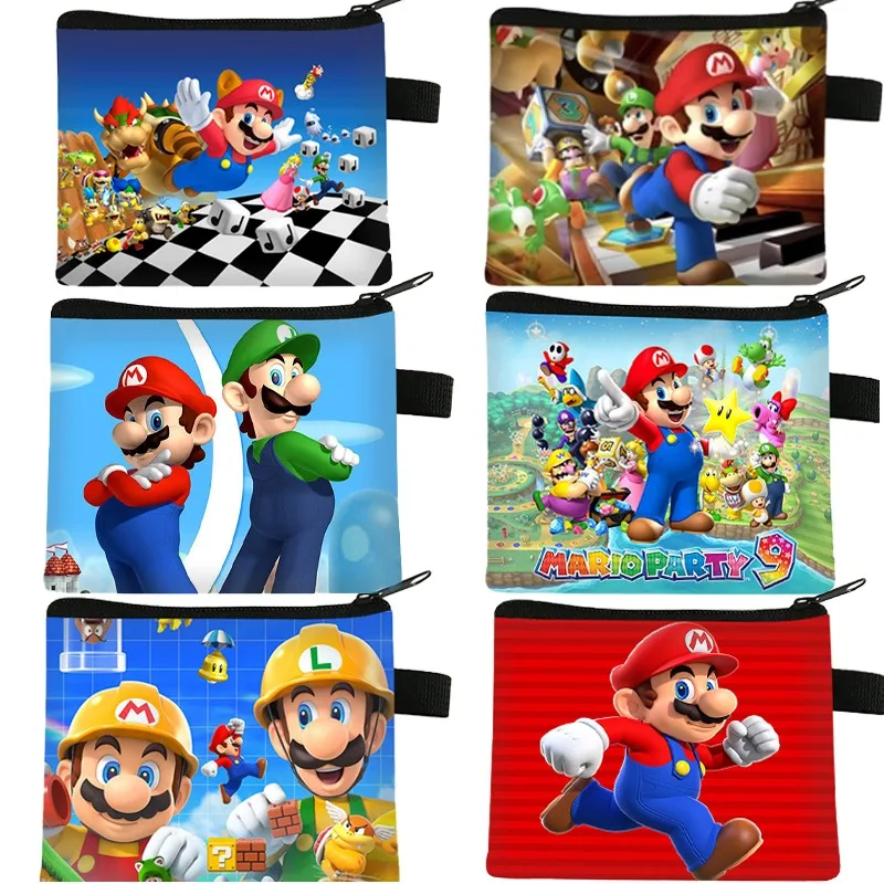 Super Mario Cartoon Wallet para crianças, carry bolsa de armazenamento, sacos chave, requintado, masculino, feminino, estudante, feriado, festa, presentes