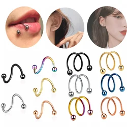 1Pc Medical Steel S Spiral Earring Piercing Twister Barbell Screw Ball Ear Cartilage Helix Lip Nose Rings Pierce Body Jewelry