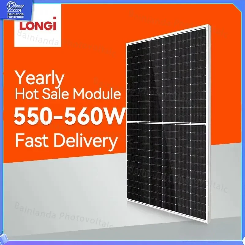 Panel Solar Bifacial LONGi de 550W 540W 545W 555W, Panel Fotovoltaico Monocristalino PERC, Módulo Solar Fotovoltaico para Techos y Suelos