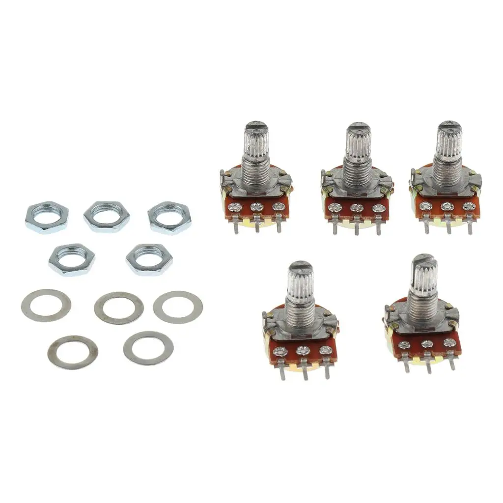 B50K Ohm Single Turn Potentiometer Metal Shaft 10mm Linear Taper Rotary Potentiometer 6mm Diameter for Guitar Amp and Tone