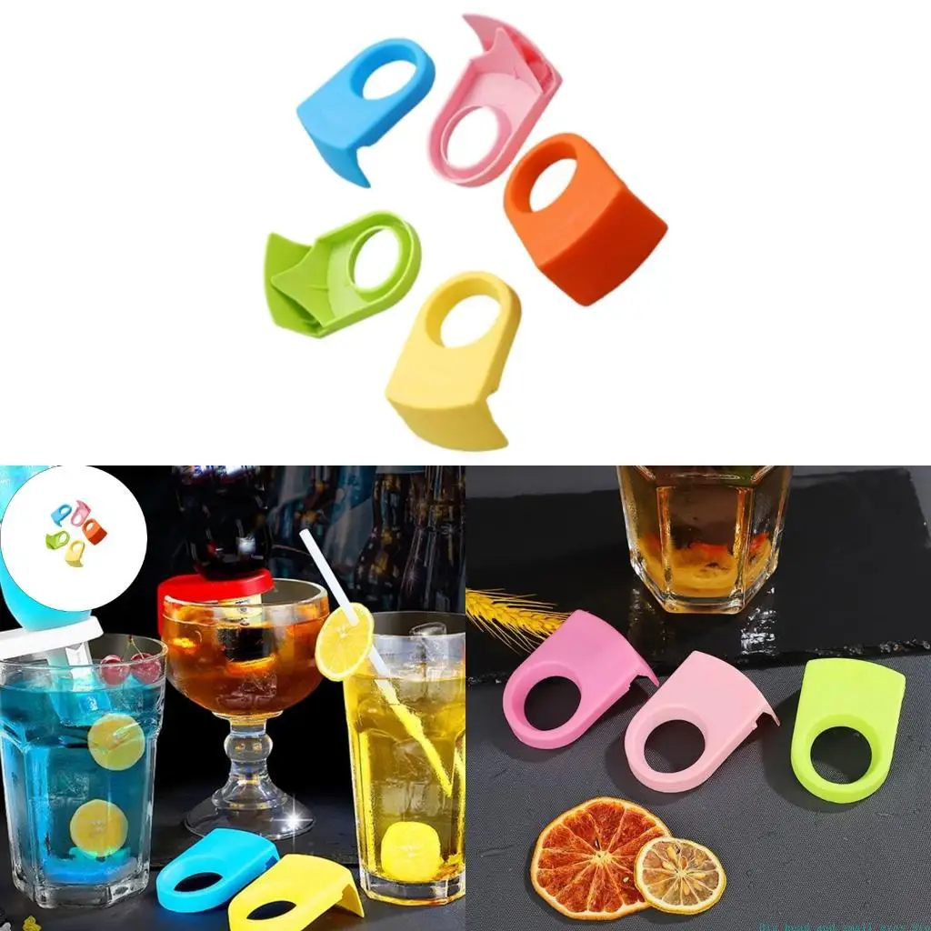 581C Pack of 5 Multifunctional Plastic Cocktail Clip for Goblet Glasses Practical Bottle Opener Cup Clamp For Bartenders
