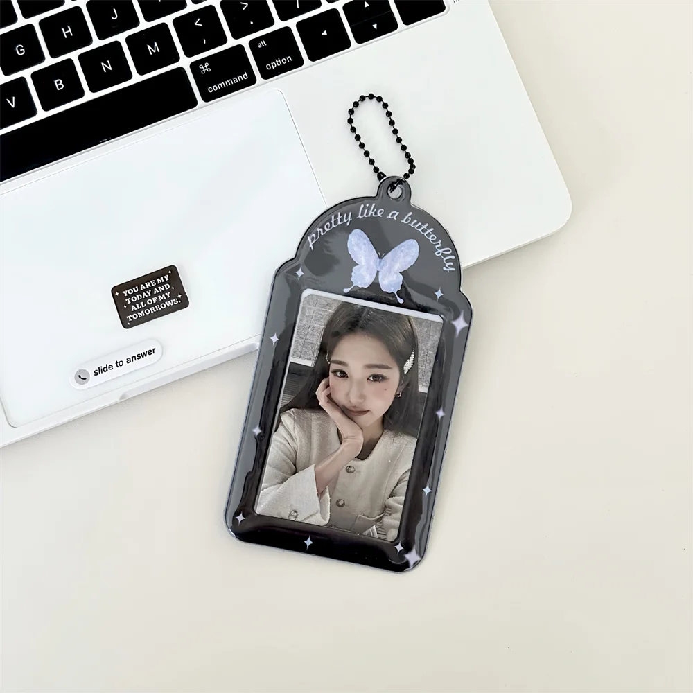 3 Inch Kpop Idol Photocard Holder for Student Black White Color Butterfly Star ID Card Film Cute Student Bus Card Protector