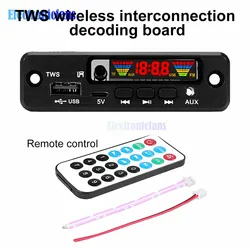 Audio Decode Board Car Music MP3 Decoder Board Bluetooth 5.0 Support AUX FM USB Hands-Free Calling Audio Player Module