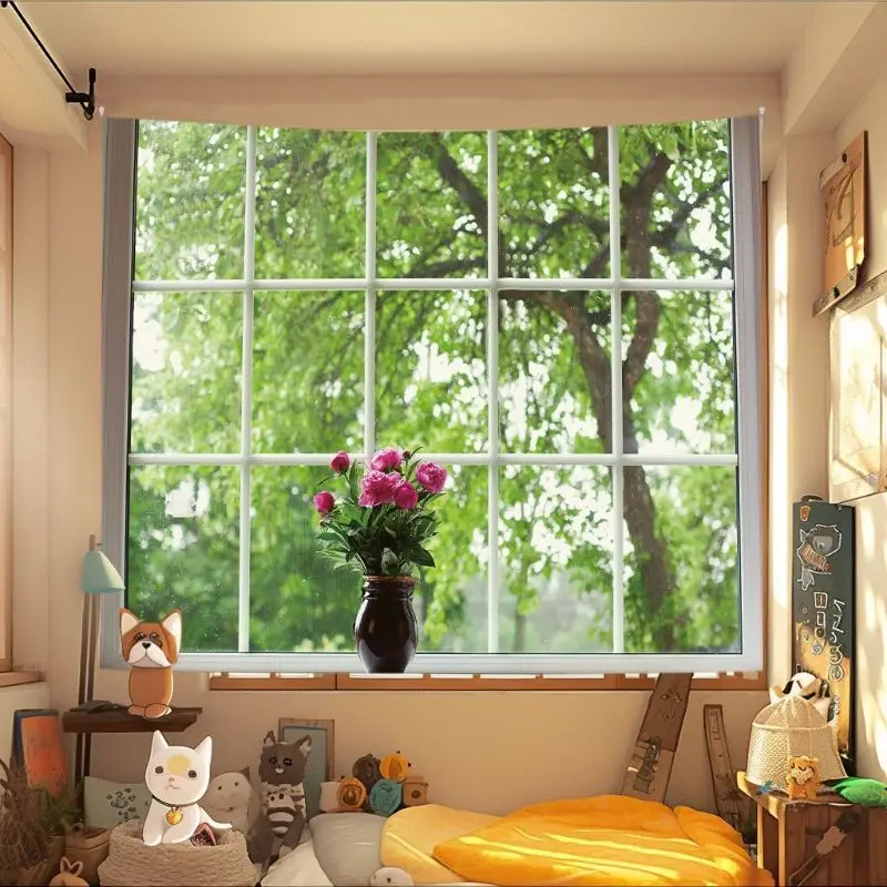 VIKAMA Anime Forest Window Scene Wall Tapestry Wall Hanging Green Landscape Aesthetic Bedroom Dorm Decor