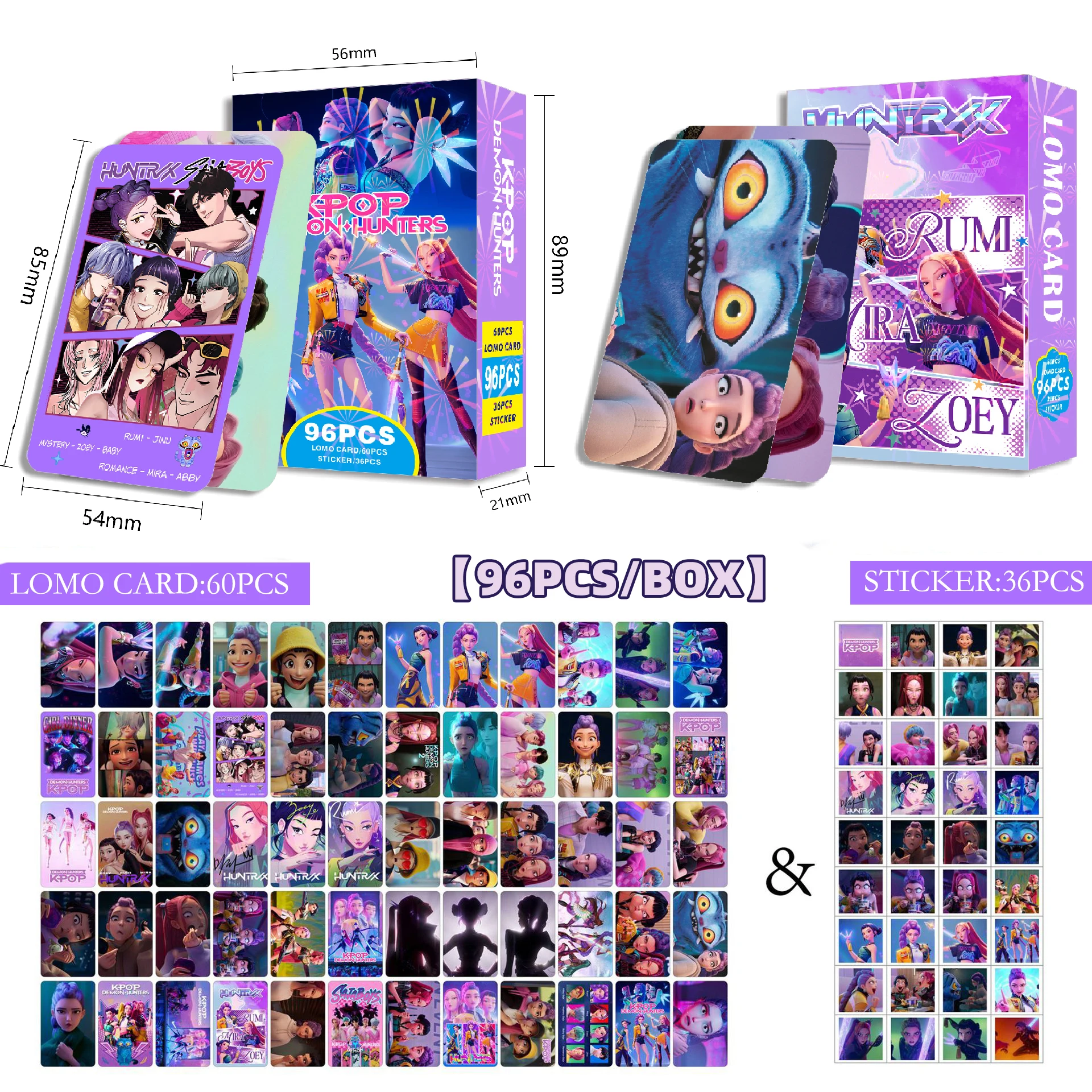 

96 шт. K-POP Demon Hunters Anime Sajaboys LOMO набор карт и наклеек Huntrix аниме коллекционные коллекционные игровые карты водонепроницаемые