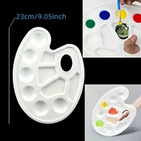Plastic Art Painting Palette, Oval Multi-Well Mixing Tray for Watercolor Acrylic Oil Paints, Multiple Models Available 2