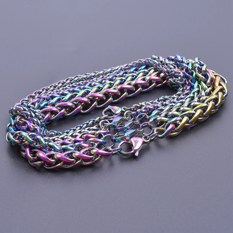 1pcs Thickness 6mm Stainless Steel Rainbow Color Necklace Bracelet For Handicrafts Making Material Jewelry Accessories and Parts