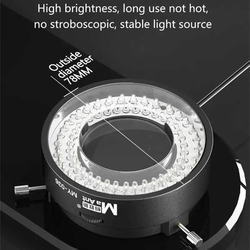 MaAnt MY-036 72 Lamp Beads Light Source for Microscope Working Diameter 62MM 78mm Dustproof  No Burning Microscope LED Lamp