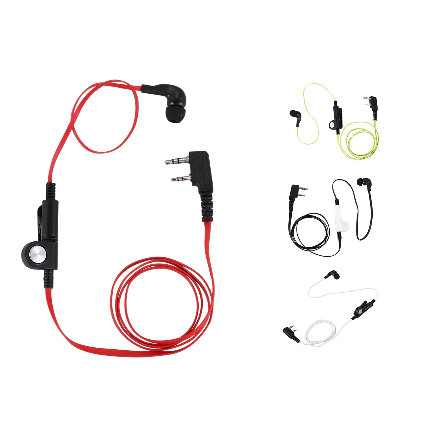 A24U 2 Pcs 2 Pin Noodle Style Earbud Headphone K Plug Earpiece Headset For Baofeng Uv5r Bf-888S Uv5r Radio Black Wire & Red Wire