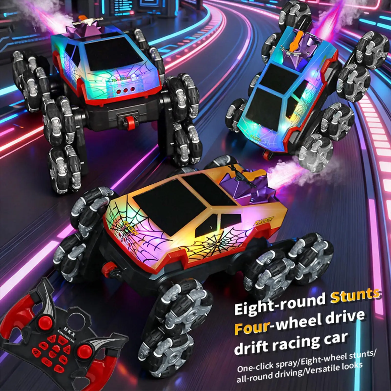 รถบังคับวิทยุหมุนได้ 360 องศา 8 ล้อ ของเล่นแปลงร่าง รถบรรทุกชาร์จไฟได้ สำหรับเด็กชาย เด็กหญิง ใช้ได้ทั้งในบ้าน โรงเรียน สนามหลังบ้าน และกลางแจ้ง