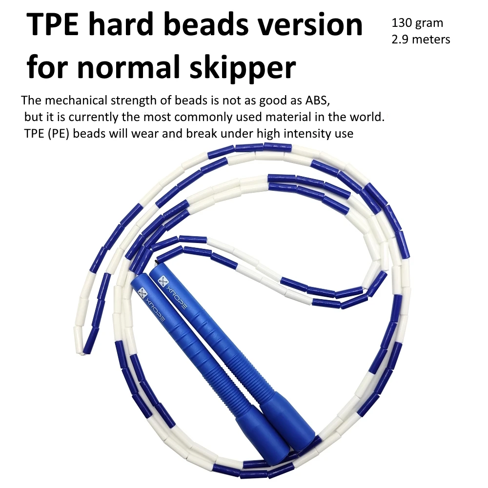 NEVERTOOLATE XROPE ABS 7mm hard beads jump skipping rope beaded skip rope Professional competition 2.9 meter long handle