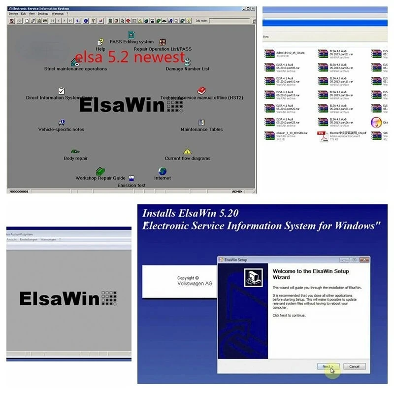 Elsawin 6.0 Software di riparazione automatica funziona V-w 5.3 Au-di Elsa Win 6.0 per strumenti diagnostici di riparazione automatica Vw