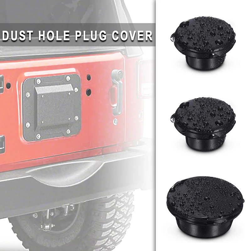 

3 Pcs Car Tailgate Rubber Plug For Jeep Wrangler 2007-2017 Black Round Waterproof Hole Dust Plugs Car Exterior Accessories