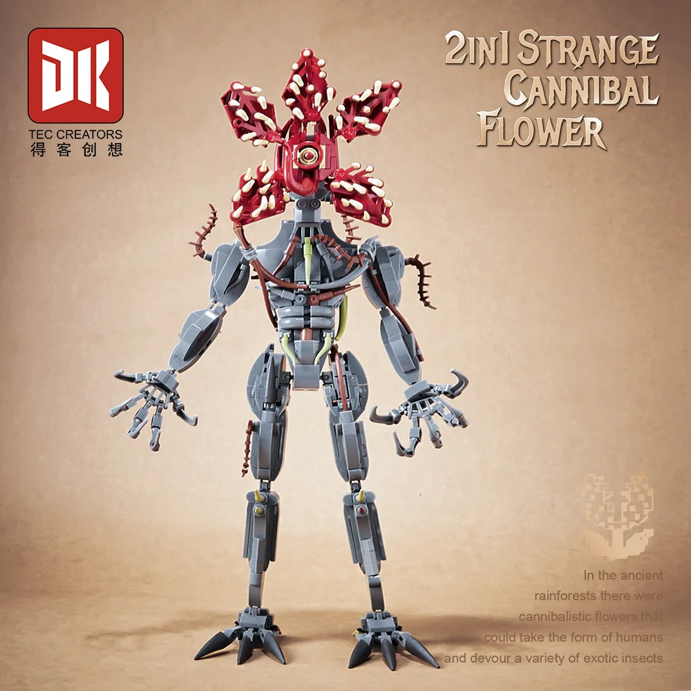 مجموعة مكعبات بناء وحش الأوركيد للأشياء الغريبة فكرة الديموجوركيد ألعاب الطوب هدايا عيد الميلاد للأطفال