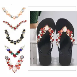 Ladies Sandal Beach Slider Decorate Chain DIY Garment sewing accessory Metal Crystal Rhinestone bikini Connectors buckle