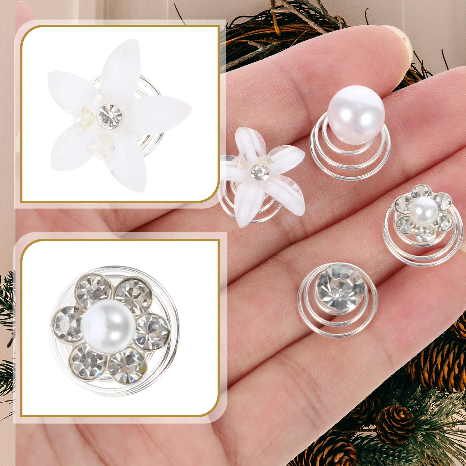 

Baluue 48pcs Wedding Spiral Hair Clips Swirl Screw Pins Bride Headpieces Zinc Alloy Hair Accessories for Women