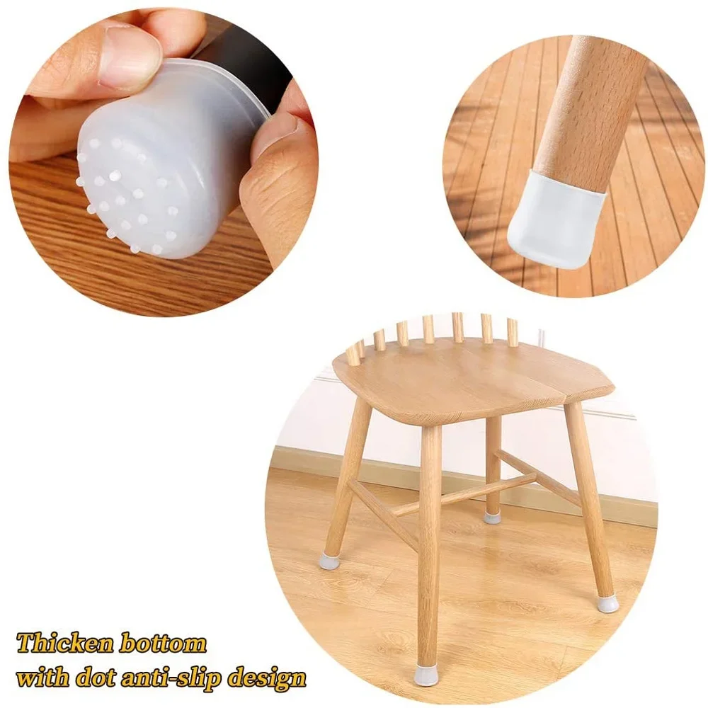 4Pcs/Set Table Chair Leg Silicone Cap Pad Furniture Table Feet Cover Floor Protector Non-slip Table Chair Bottom Protection