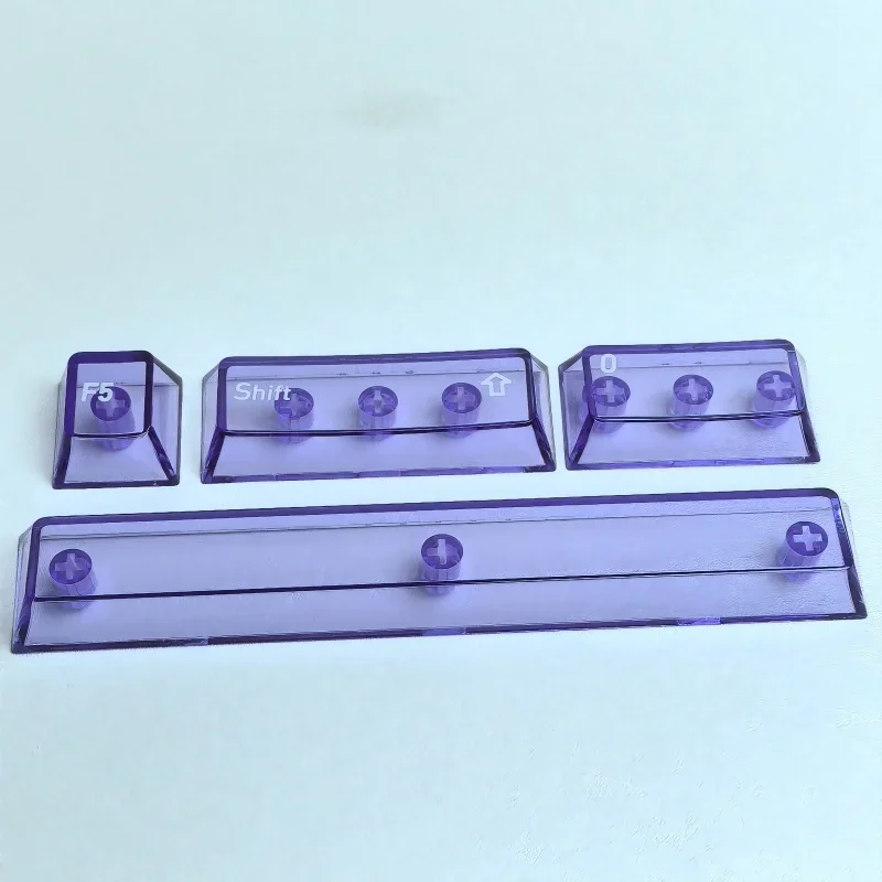 لوحة مفاتيح ميكانيكية ذات غطاء مفاتيح أرجواني كريستالي للكمبيوتر الشخصي شفافة بالكامل مكونة من 59 مفتاحًا مجموعة كاملة صغيرة من المصنع الأصلي مخصصة ذاتية الصنع للغاية #4