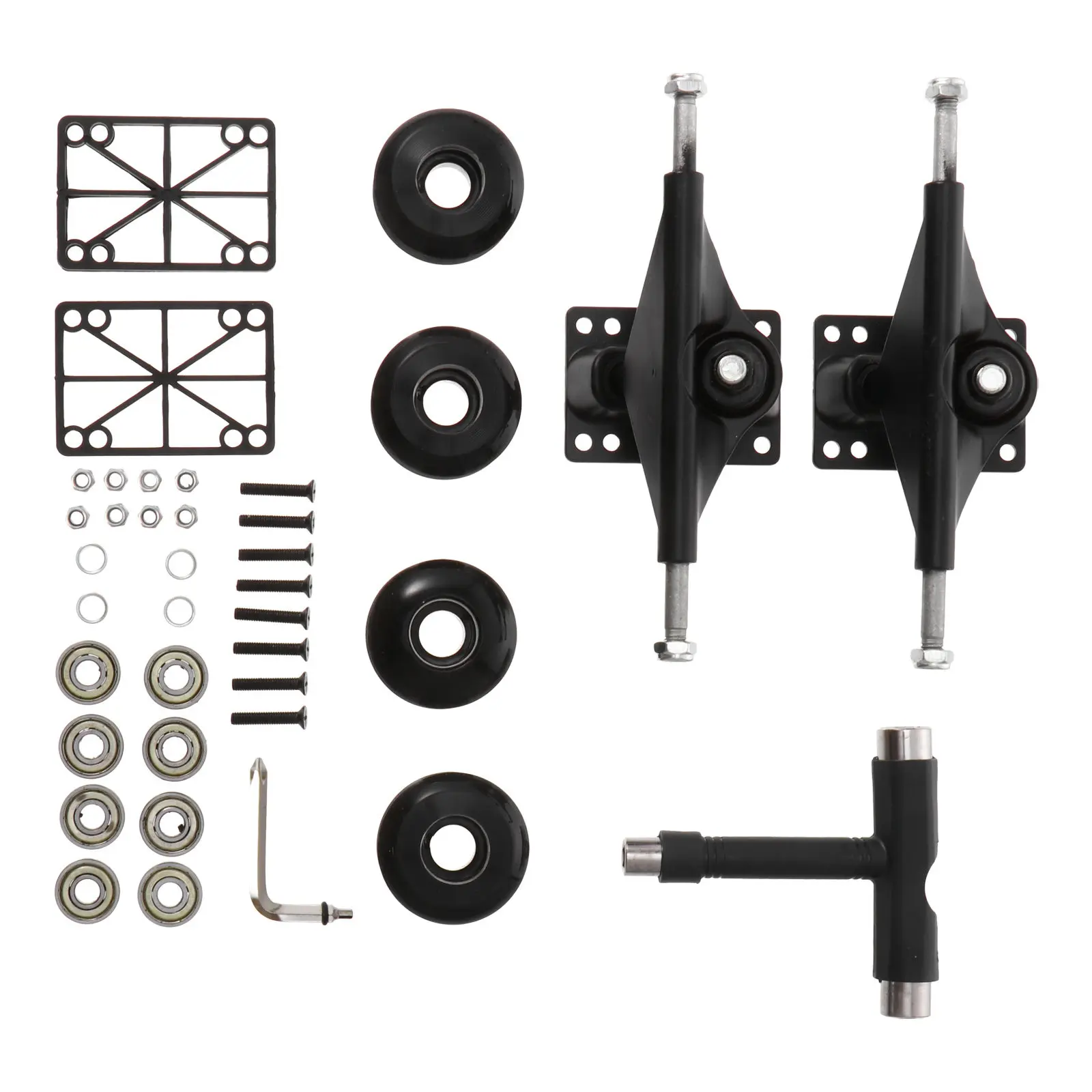 

1Set Professional Skateboard Bridge Accessories Kit Complete Skateboard Bearings and Wheels Set Sturdy Double Tilt Bridge Set